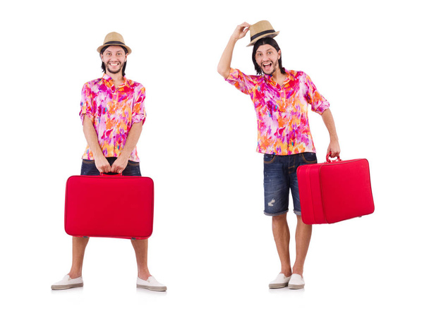 Viaggio concetto di vacanza con bagagli su bianco - Foto, immagini