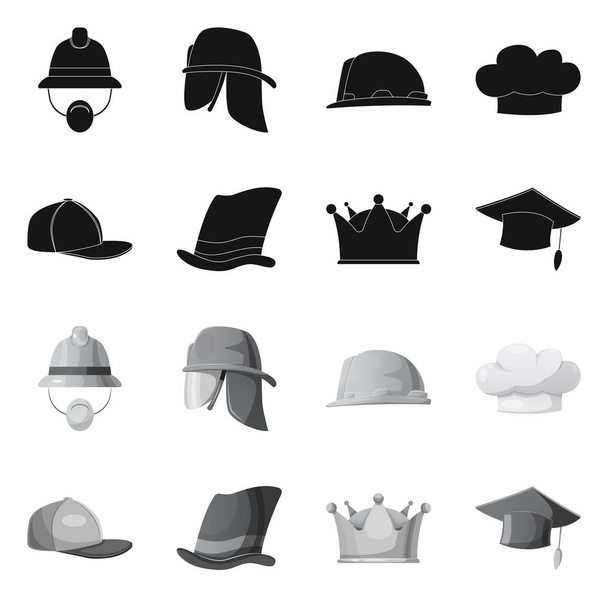 Isolated object of headgear and cap logo. Set of headgear and accessory stock symbol for web. - Vetor, Imagem