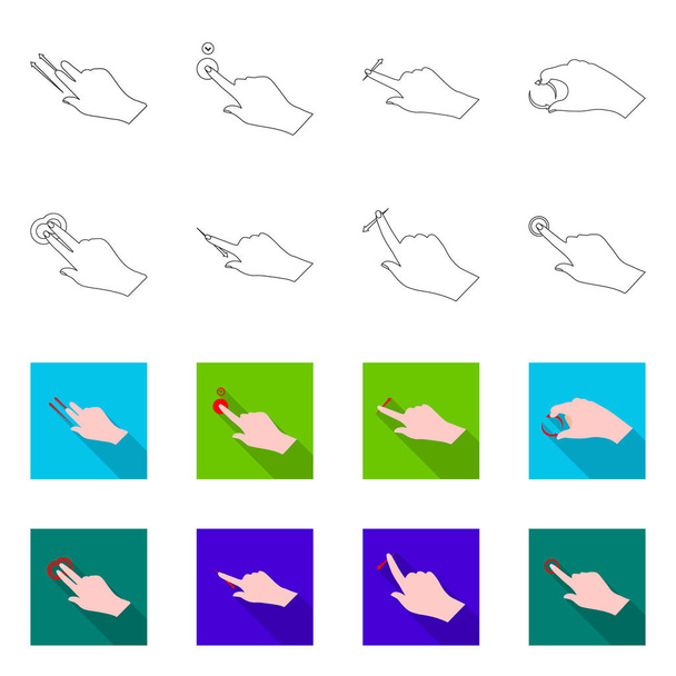 Isolated object of touchscreen and hand symbol. Collection of touchscreen and touch stock symbol for web. - Vector, Image