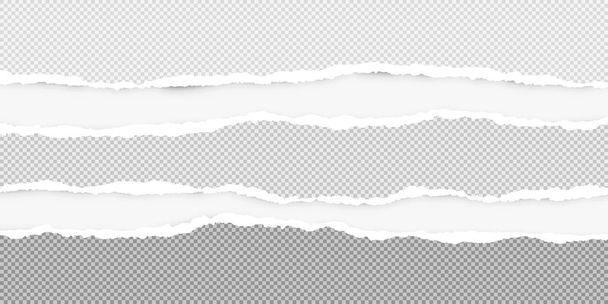 Papel gris horizontal rasgado cuadrado para texto o mensaje sobre fondo blanco. Ilustración vectorial
 - Vector, Imagen