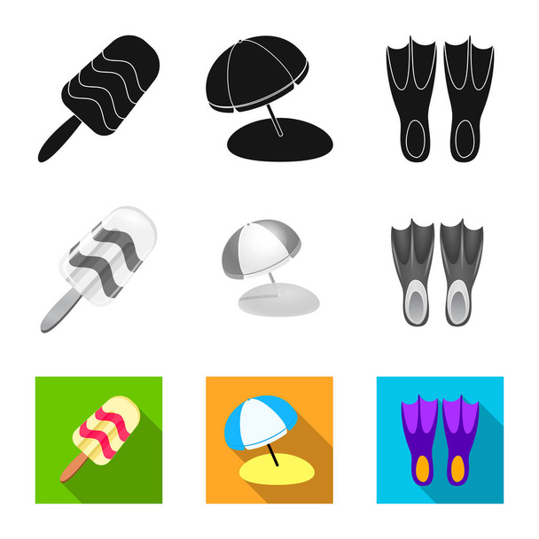 Vector design of equipment and swimming logo. Set of equipment and activity stock symbol for web. - Vetor, Imagem