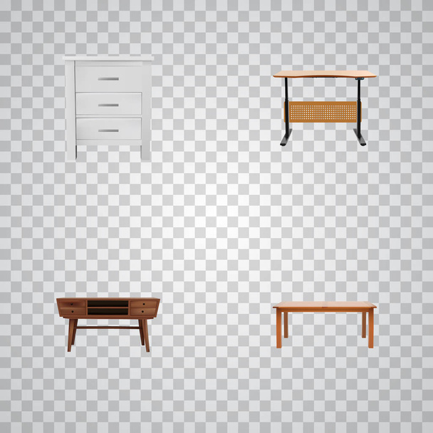 Conjunto de símbolos realistas de diseño con muebles, cómoda, armario y otros iconos para el diseño del logotipo de su aplicación móvil web
. - Foto, Imagen