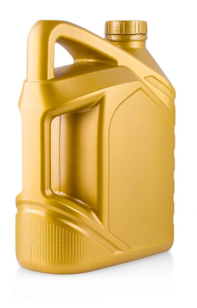 Yellow plastic gallon, jerry can  isolated on a white background.  - Photo, Image