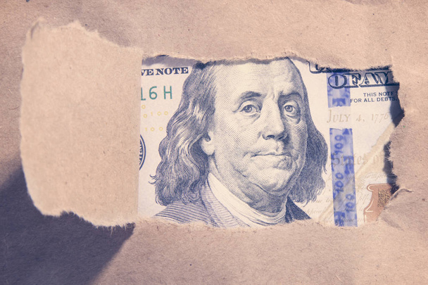 Background of money (close up of dollar bill) - Zdjęcie, obraz