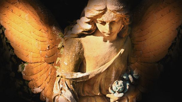 ángel en la luz del sol (estatua antigua
) - Foto, imagen