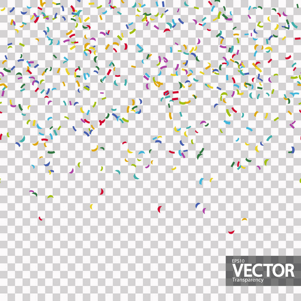 ベクトル ・ フィルで透明にパーティー時間の異なる色の紙吹雪とシームレスな背景 - ベクター画像