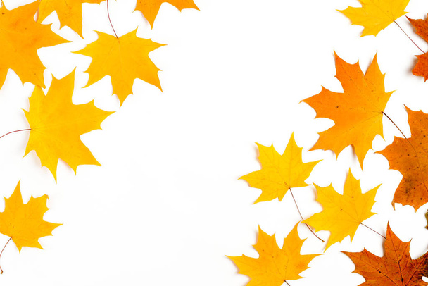 Autumn composition, maple leaves, frame, top view flat lay - Φωτογραφία, εικόνα