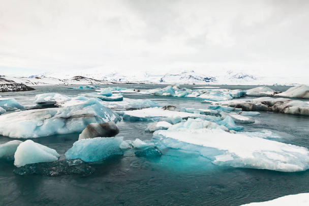 Jokulsarlon is a glacial lagoon or better known as Iceberg Lagoon which located in Vatnajokull National Park Iceland - Valokuva, kuva