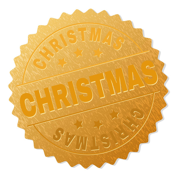 Gold CHRISTMAS Medal Stamp - Vettoriali, immagini