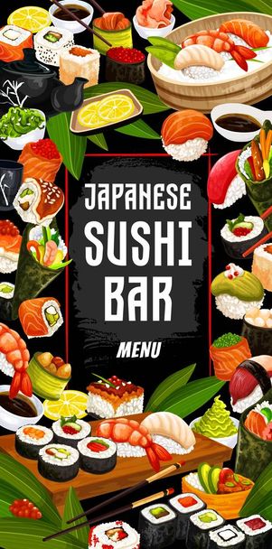 Japanese sushi bar and cuisine, vector - Vector, Image