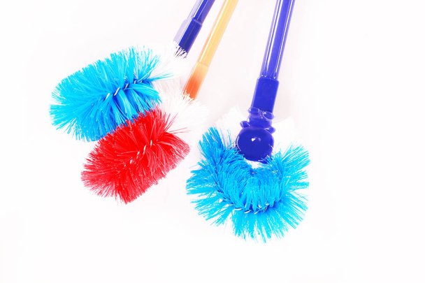 brushes for cleaning. white background.  - Φωτογραφία, εικόνα