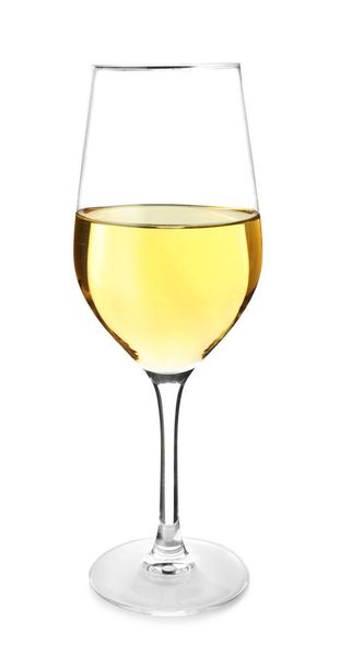Glass of tasty wine on white background - Foto, afbeelding