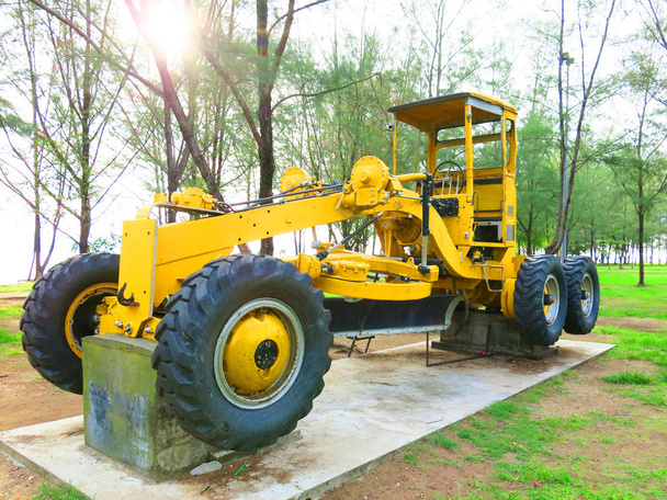 yellow excavator on the road - Photo, Image