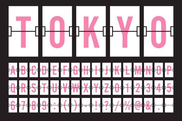Airport Mechanical Flip Board Panel Font - Pink Font on White Background Vector Illustration - Vector, Image