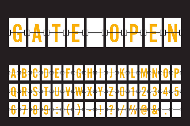 Airport Mechanical Flip Board Panel Font - Keltainen fontti valkoisella taustalla Vector Illustration
 - Vektori, kuva