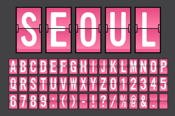 Airport Mechanical Flip Board Panel Font - Valkoinen fontti vaaleanpunainen tausta vektori kuvitus
 - Vektori, kuva