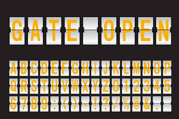 Airport Mechanical Flip Board Panel Font - Keltainen fontti valkoisella taustalla Vector Illustration
 - Vektori, kuva