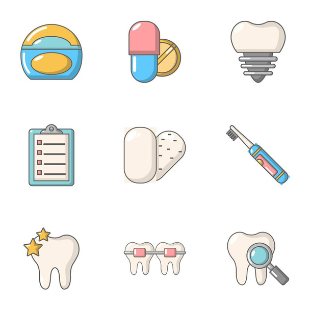 Umělé zuby ikony set, plochý - Vektor, obrázek