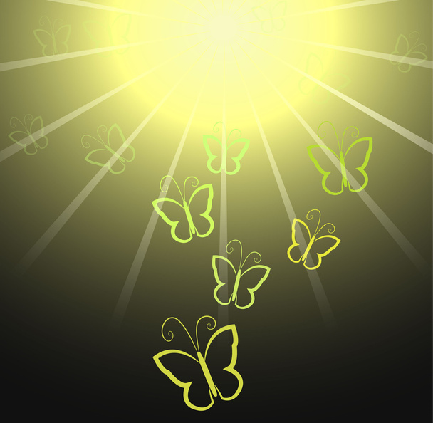 Butterfly and sun background - Vektor, Bild