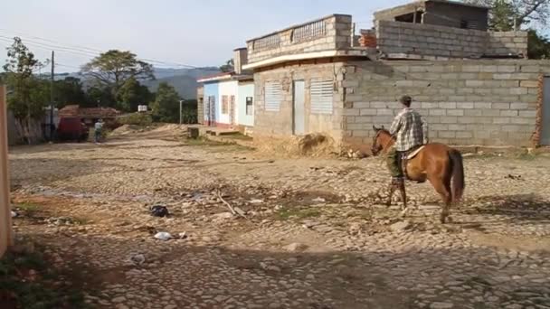 Horse rider on a cobbled street - Imágenes, Vídeo