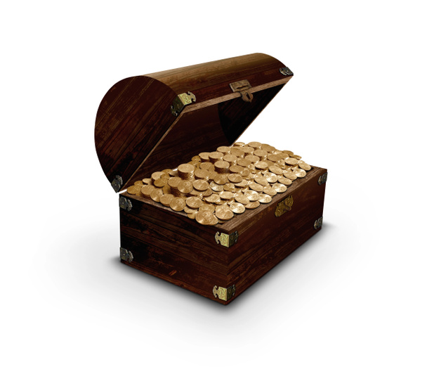 truhla s pokladem a zlatých mincí - Fotografie, Obrázek