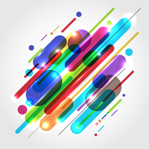 Composición dinámica de movimiento abstracto hecha de varias líneas de formas redondeadas de color en estilo minimalista ritmo diagonal. Ilustración vectorial - Vector, imagen