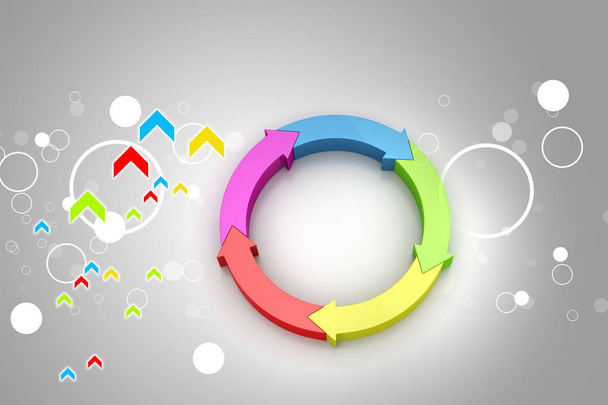 3D illustration of Multi colored arrow circle - Zdjęcie, obraz