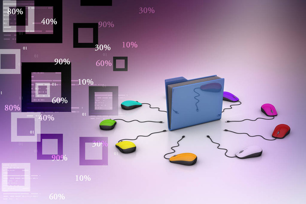 3d illustration of Laptop with files - Zdjęcie, obraz