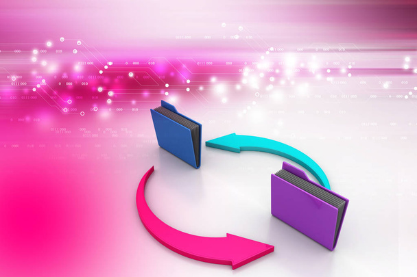 3D illustration of office folders with cycle arrow - Foto, Imagem