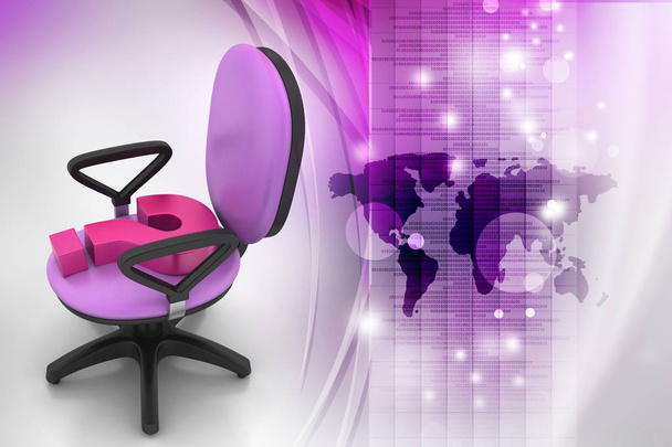 Workplace on color background. Chair illustration - Fotó, kép