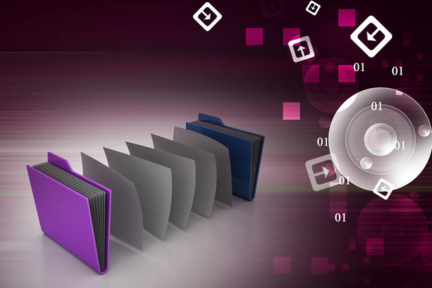 3D illustration of office folder with documents - 写真・画像