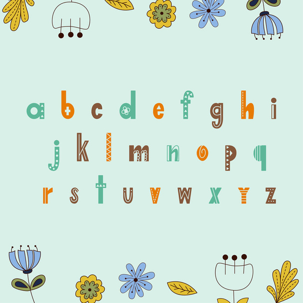 Scandinavian abstract alphabet. Typography poster with hand drawn font. Vector illustartion - Vetor, Imagem