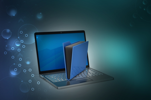 Ilustración 3d de Laptop con archivos
 - Foto, imagen
