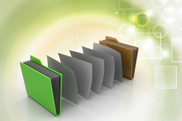 File folders on color abstract background - Фото, изображение