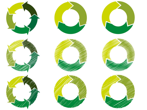 Arrow circles in sustainable green color - Vector, Image