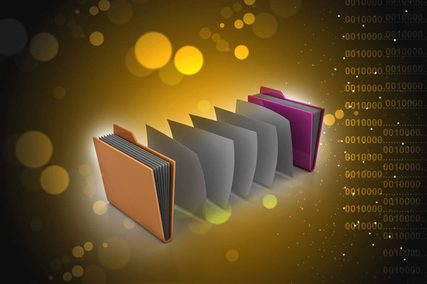 3d illustration of file transfer concept on color background - 写真・画像