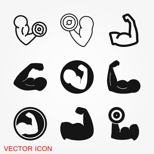 Biceps icon, muscle strength or power vector icon for exercise apps and websites - Vector, Image