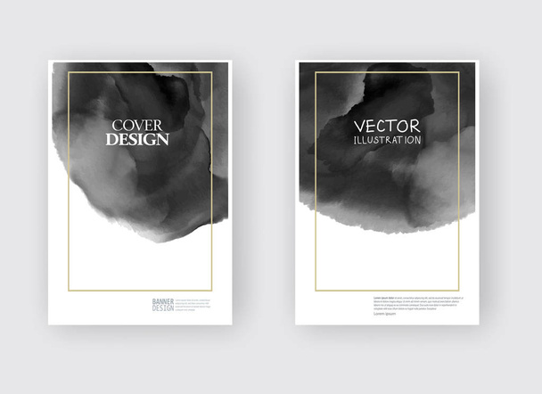 Elegant brochure template design with ink brush elements. Abstract decoration. Vector illustration. - Wektor, obraz