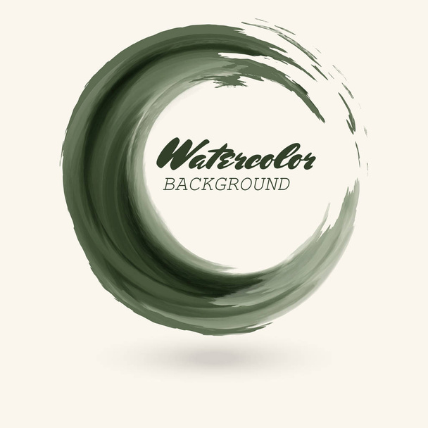 Watercolor green texture. Ink round stroke on white background. Simple style. Vector illustration of grunge circle stains. - Вектор,изображение
