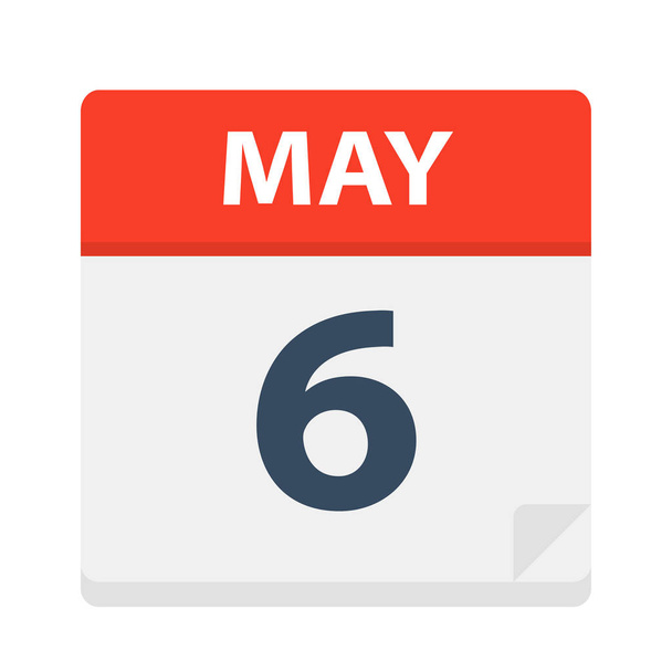 Május 6 - naptár ikon - vektoros illusztráció - Vektor, kép