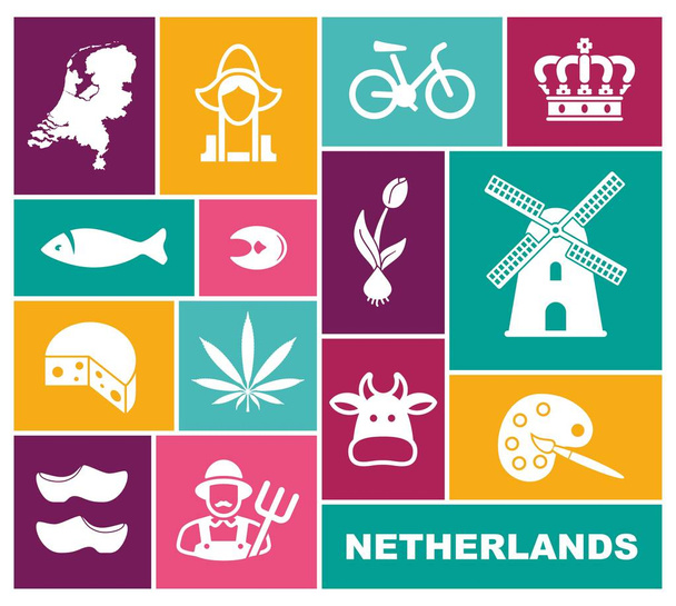 オランダの伝統的なシンボル。フラット アイコン - ベクター画像