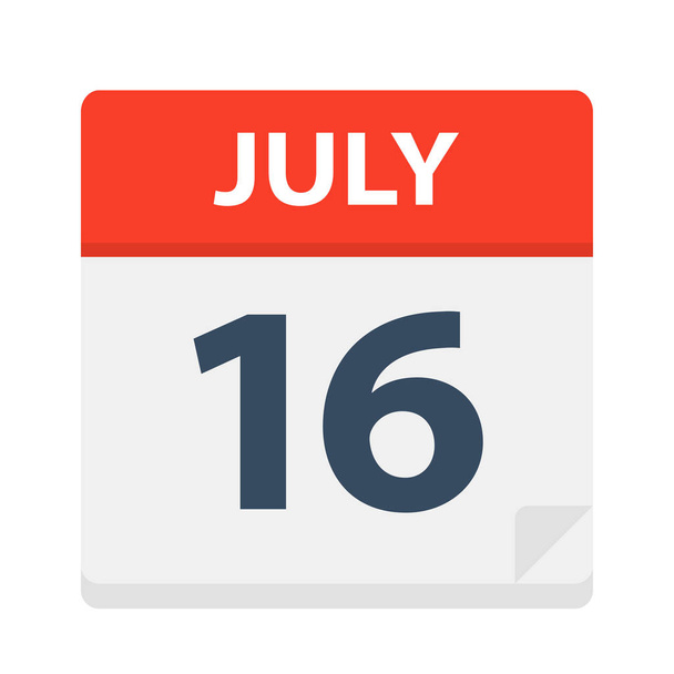 July 16 - Calendar Icon - Vector Illustration - Vector, Image
