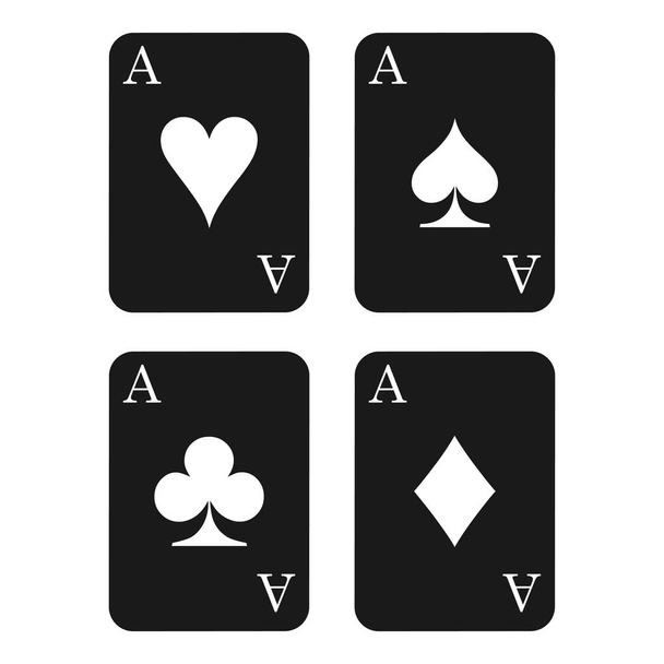 Μαύρη κάρτα διάνυσμα εικονίδιο κοστούμι, παίζοντας χαρτιά σύμβολα διάνυσμα - Διάνυσμα, εικόνα