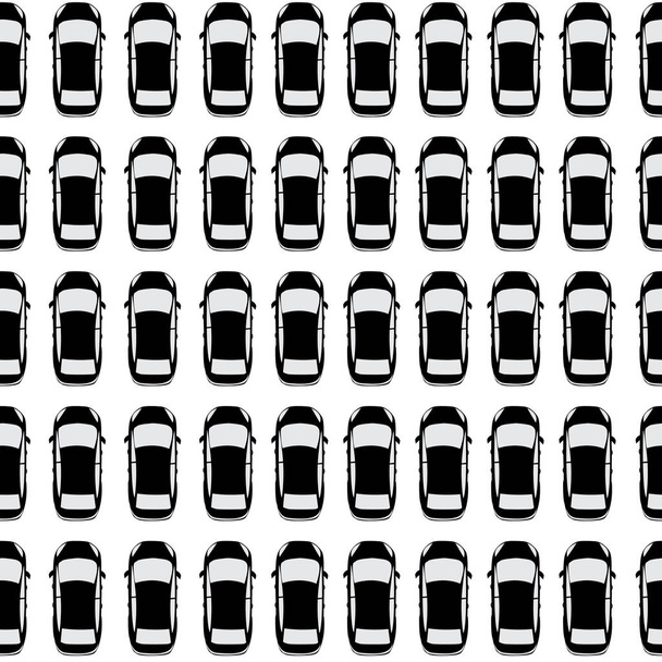 Εναέρια άποψη χώρος στάθμευσης με πολλά μαύρα αυτοκίνητα - Διάνυσμα, εικόνα