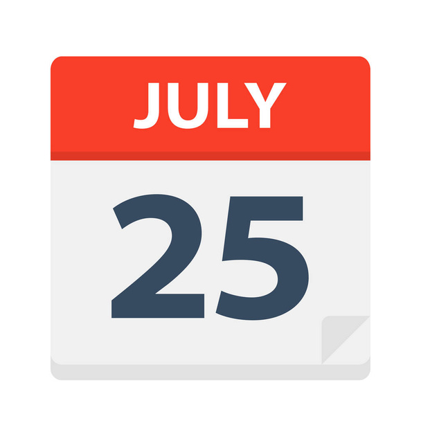 Július 25 - naptár ikon - vektoros illusztráció - Vektor, kép