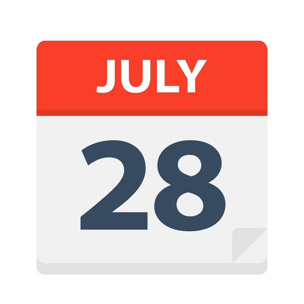 28. Juli - Kalendersymbol - Vektorabbildung - Vektor, Bild