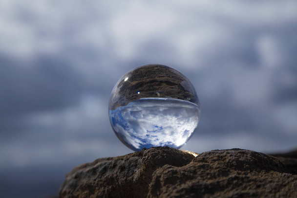crystal ball photography - El Confital Beach on the edge of Las Palmas - Φωτογραφία, εικόνα