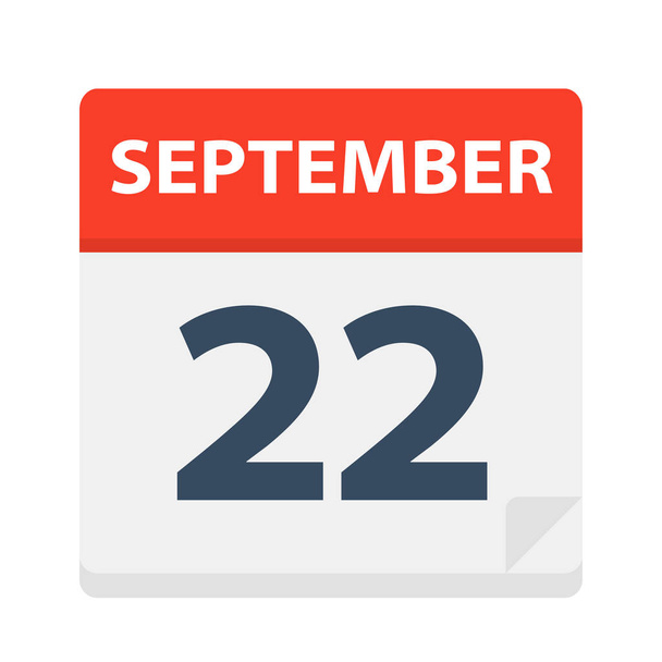 September 22 - Calendar Icon - Vector Illustration - Wektor, obraz