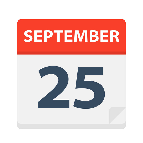 September 25 - Calendar Icon - Vector Illustration - Vector, Image