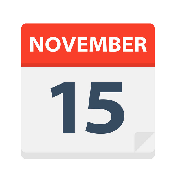 November 15 - Calendar Icon - Vector Illustration - Vector, Image